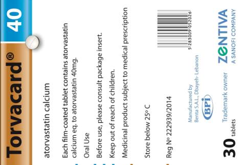 تورفاكارد ٤٠ملجم°